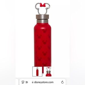 Disney Minnie Mouse Stainless Steel Water Bottle with Clip NWT